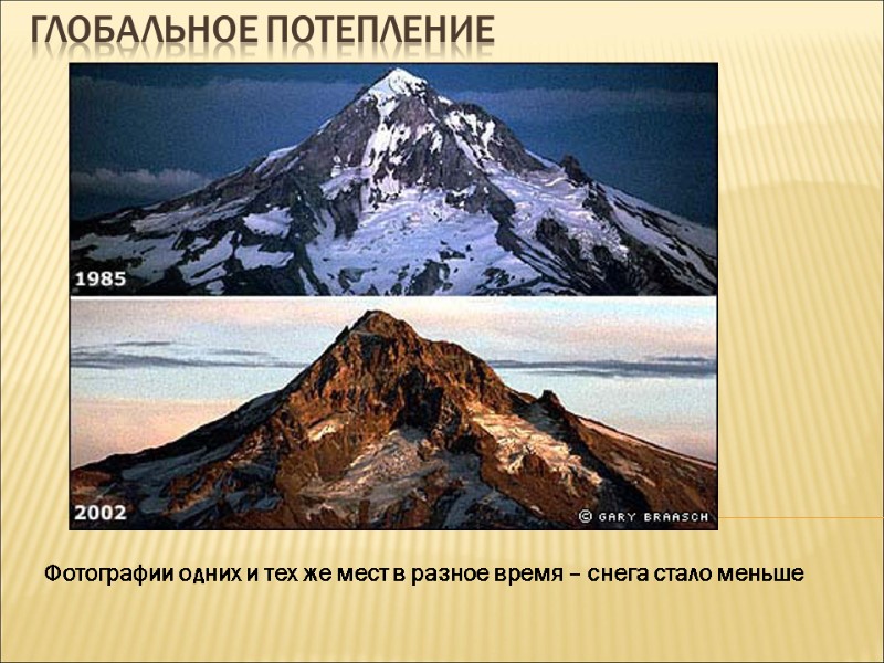 Глобальное потепление Фотографии одних и тех же мест в разное время – снега стало